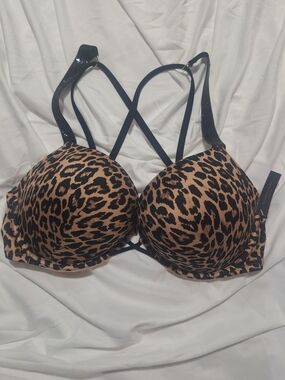 Victoria's Secret Leopard Print Push-Up Bra - Black/Tan